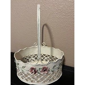 French Country Vintage Shabby Chic Wire Basket